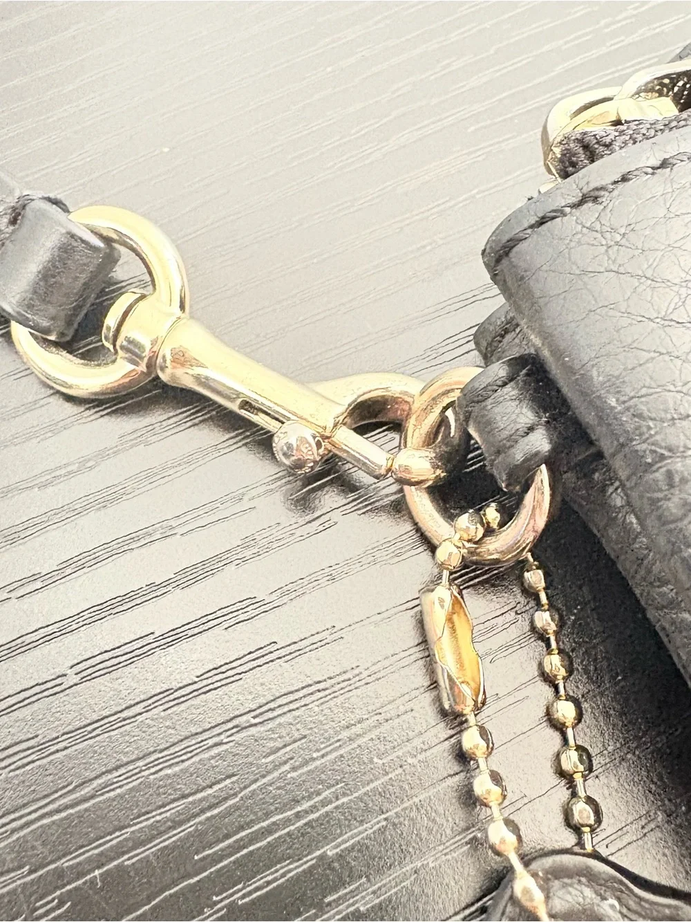 Coach Double Zip Black Leather Wristlet Wallet Gold Hardware